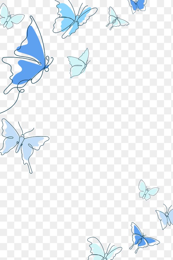 Blue butterfly png sticker border, beautiful animal illustration