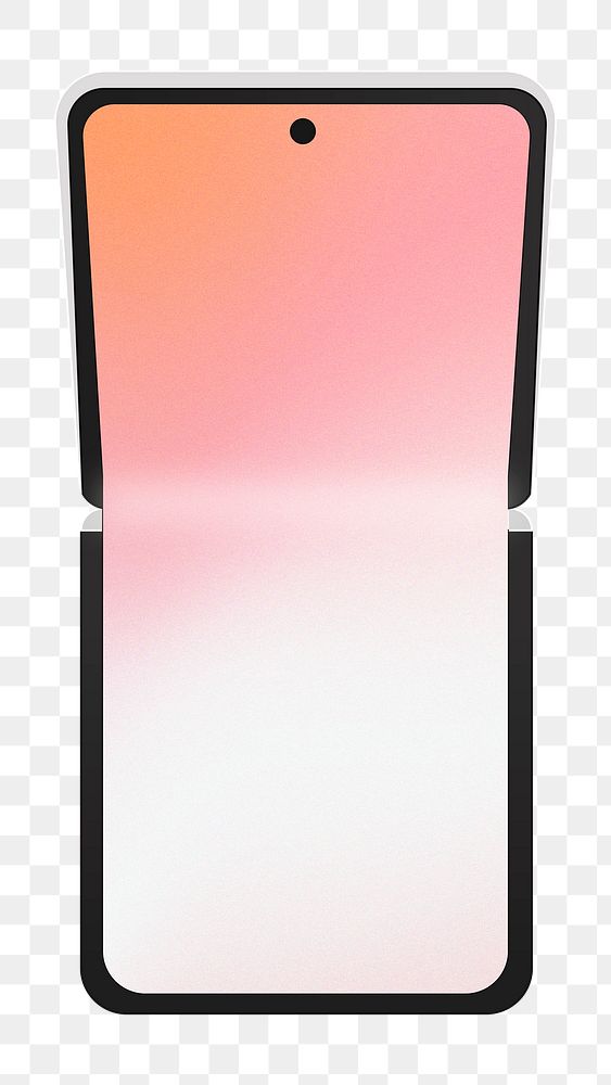 Foldable phone png, blank black screen, flip phone illustration
