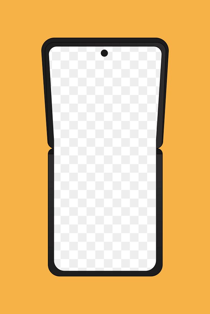 Foldable phone png screen mockup, flip phone illustration