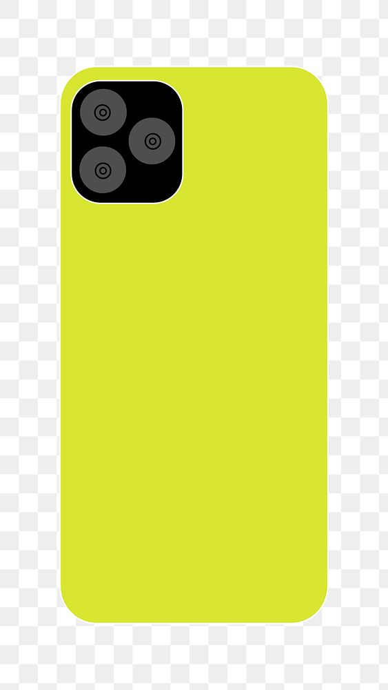 Green smartphone png rear view, 3 cameras, illustration
