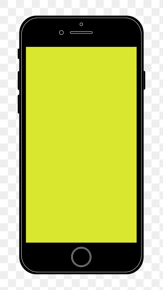 Black iPhone png sticker, blank green screen, clipart illustration