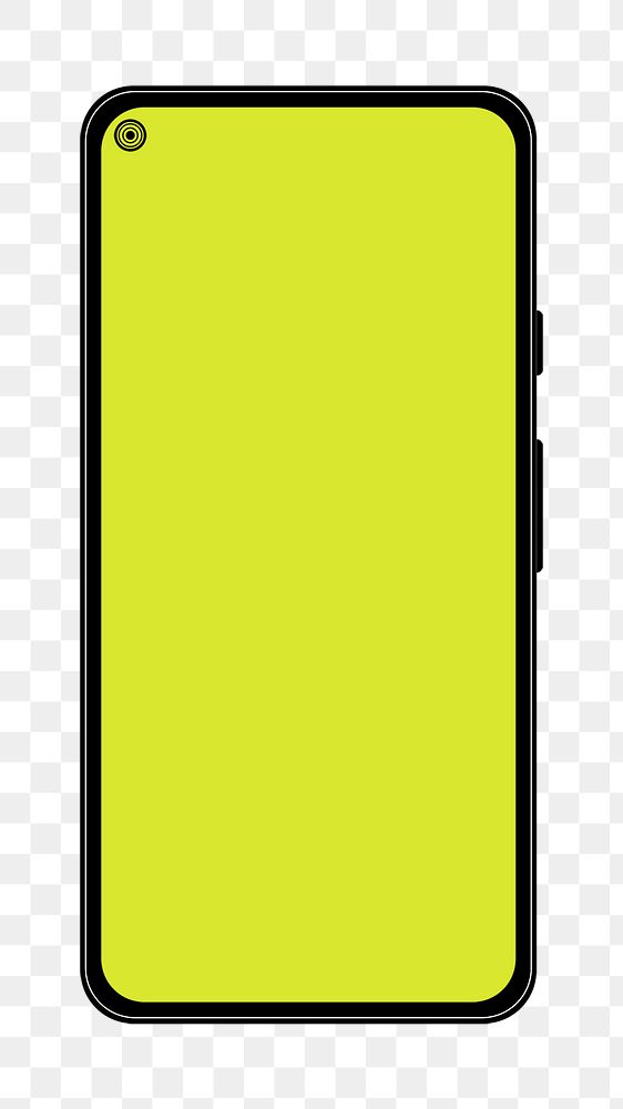 Black smartphone png sticker, blank green screen, clipart illustration
