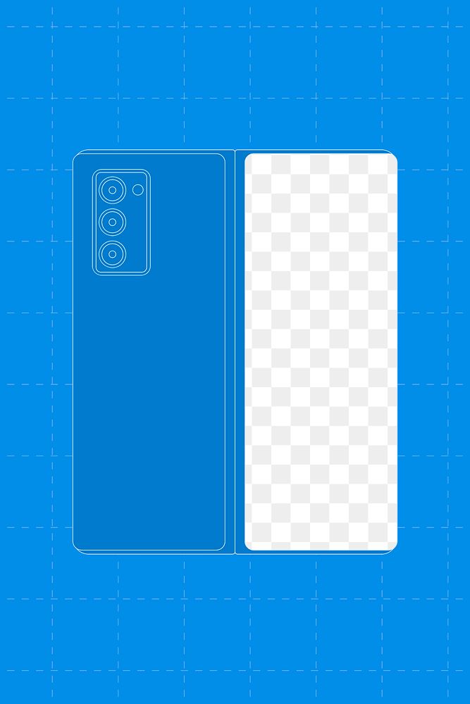 Foldable phone png screen mockup, flip phone illustration