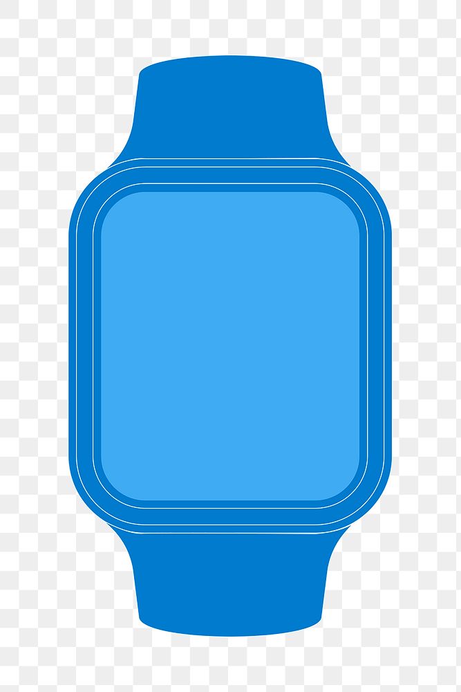 Blue smartwatch png sticker, blank rectangle screen, health tracker device illustration