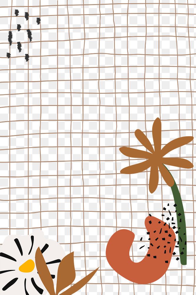 Aesthetic flower png background, transparent design, grid pattern