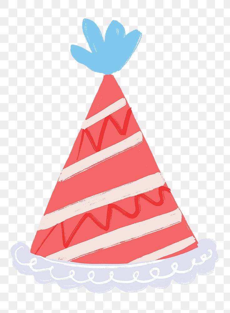 Party hat PNG sticker, red stripes design