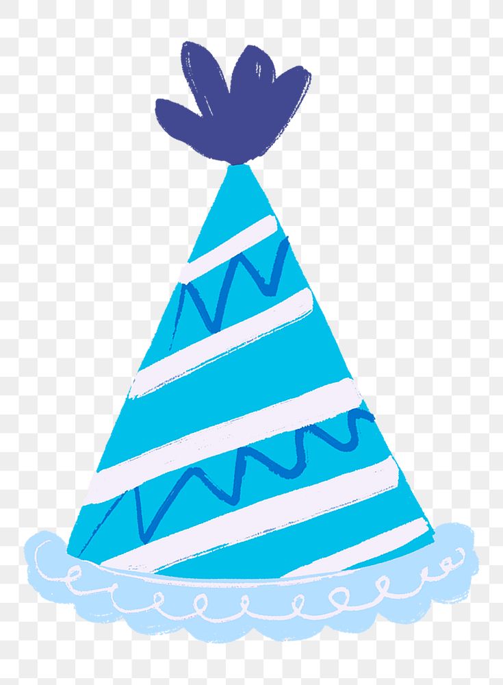 Party hat PNG sticker, blue stripes design