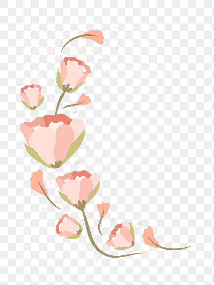 Pink flower sticker png, spring clipart illustration