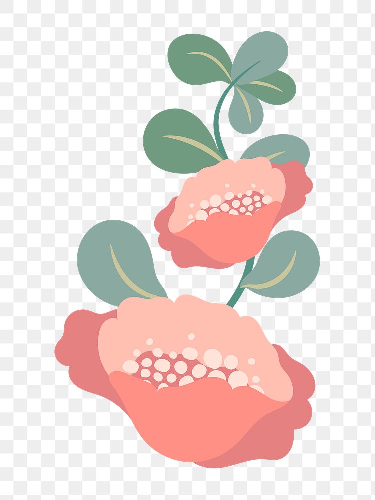 Pink flower sticker png, spring clipart illustration