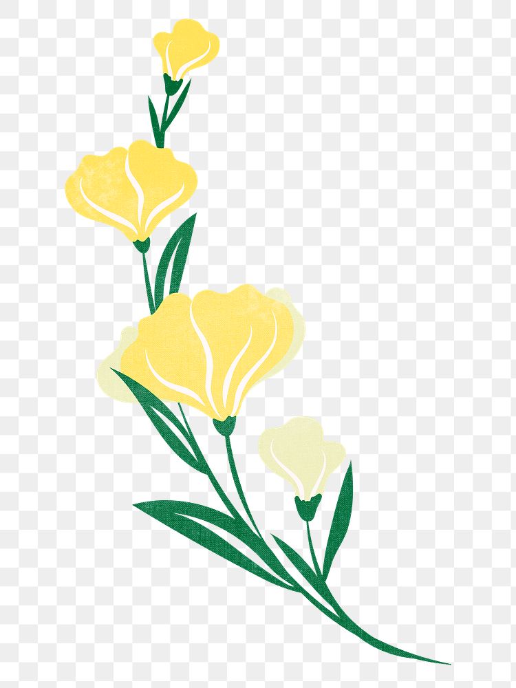Flower sticker png yellow flower clipart illustration
