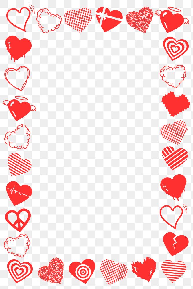 Heart frame PNG, Valentines border transparent background