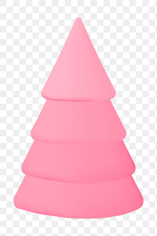 Pink Christmas tree png, 3D design, holiday decor clipart