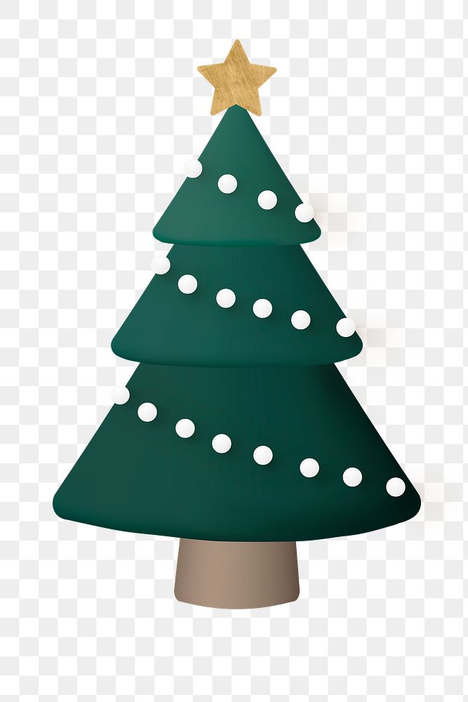 Tree png, 3D green inflatable shape, festive decoration