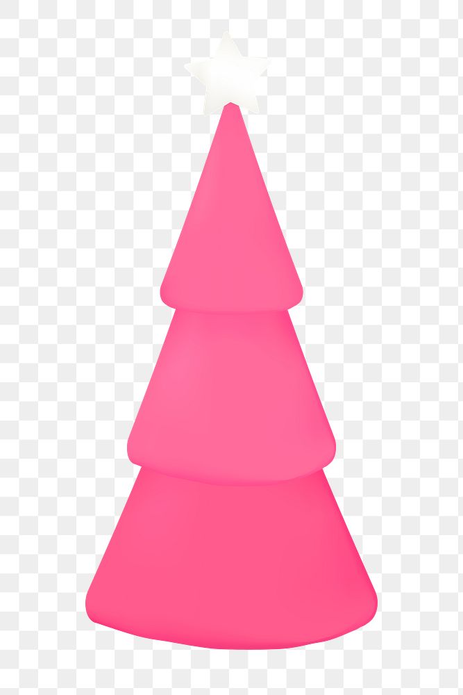 Pink Christmas tree png, 3D design, holiday decor sticker