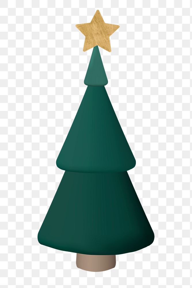 Tree png, 3D green inflatable shape, festive decoration