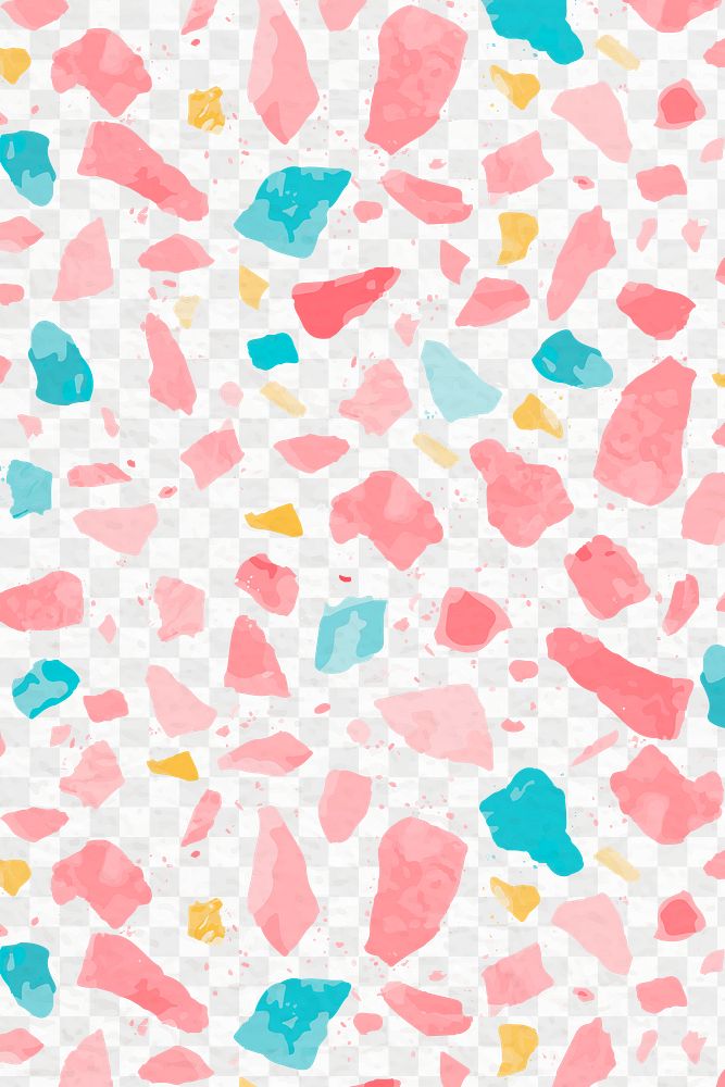 Terrazzo pattern png, aesthetic transparent background, abstract pink design