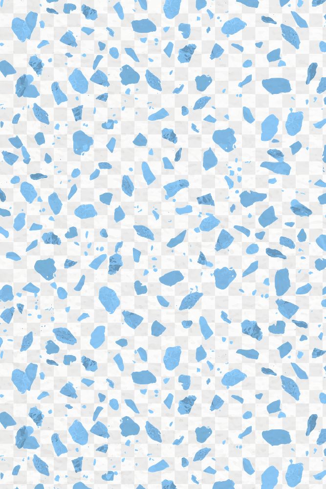 Blue Terrazzo pattern png, transparent background, abstract design