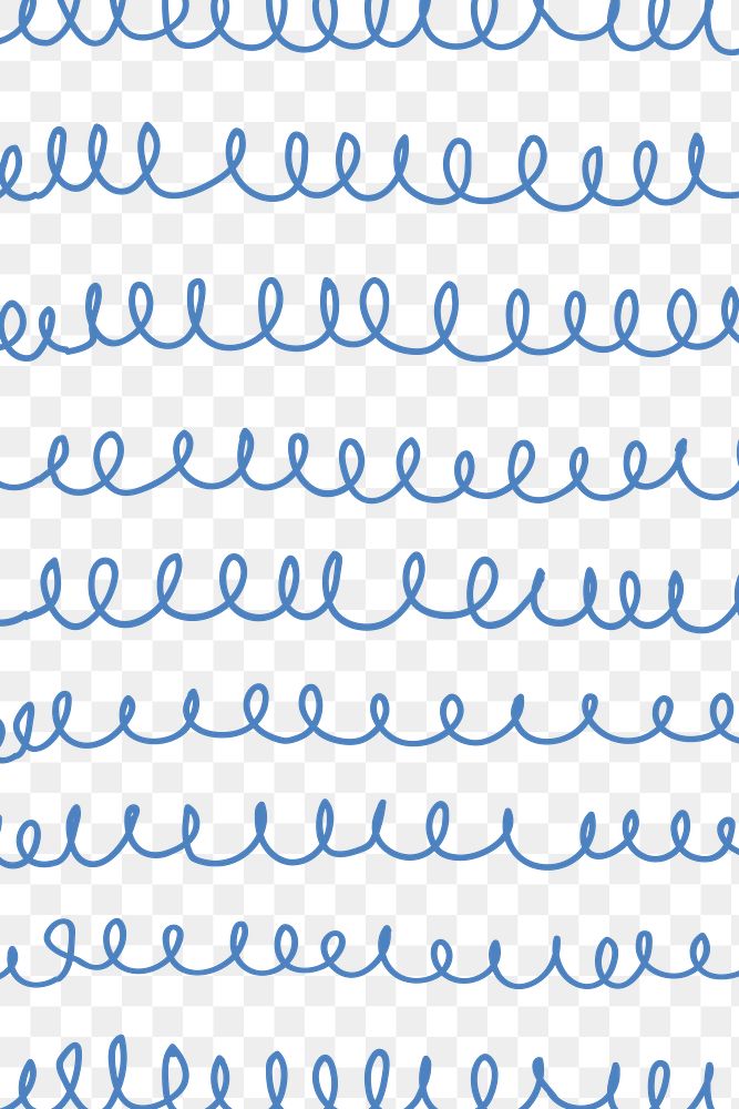 Spiral doodle pattern png, transparent background, blue simple design