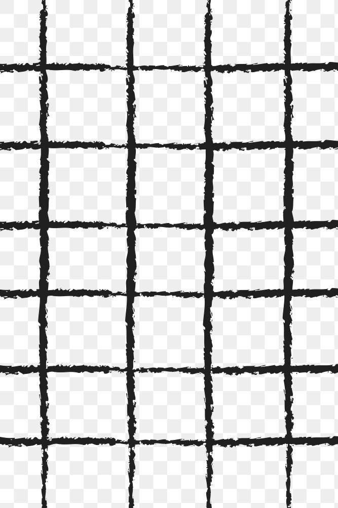 Grid pattern png, transparent background, black doodle design