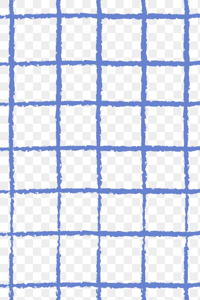 Grid doodle pattern png, transparent background, blue cute design