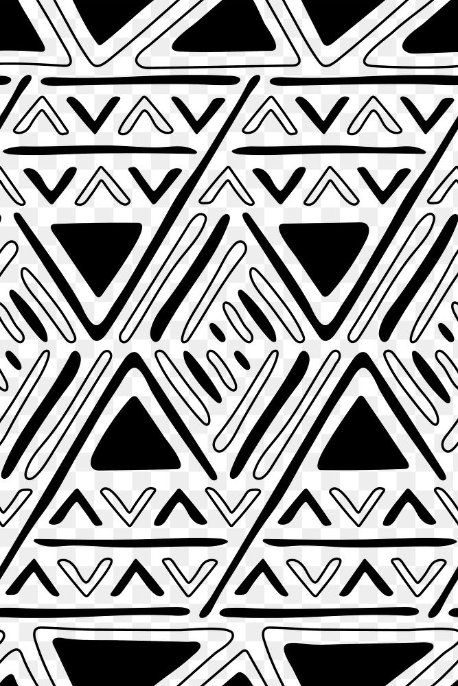 Pattern png, ethnic design, black and white Aztec style, transparent background
