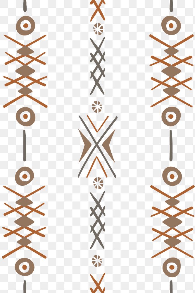 Tribal pattern png transparent background, brown Aztec design 