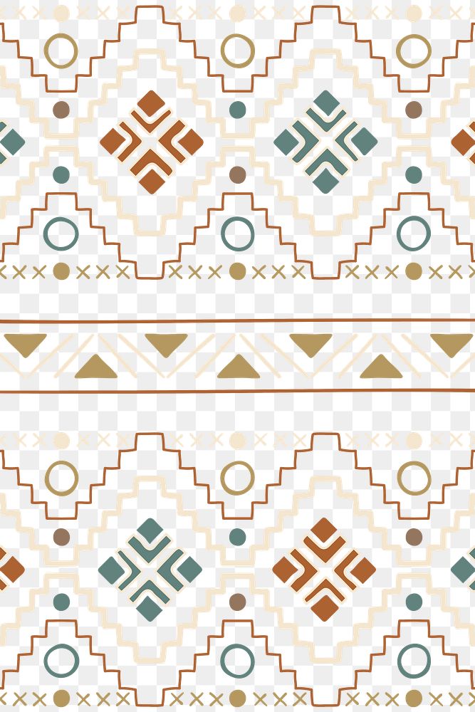 Tribal pattern png transparent background, brown Aztec design