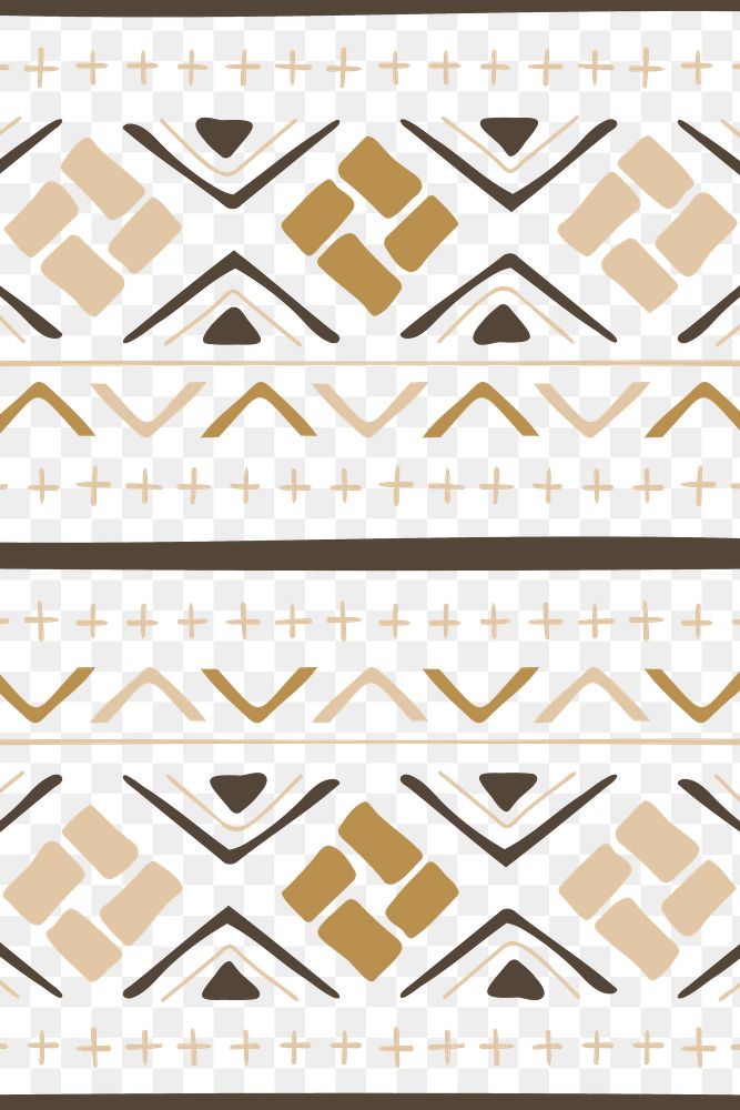 Pattern png, ethnic design, brown geometric style, transparent background