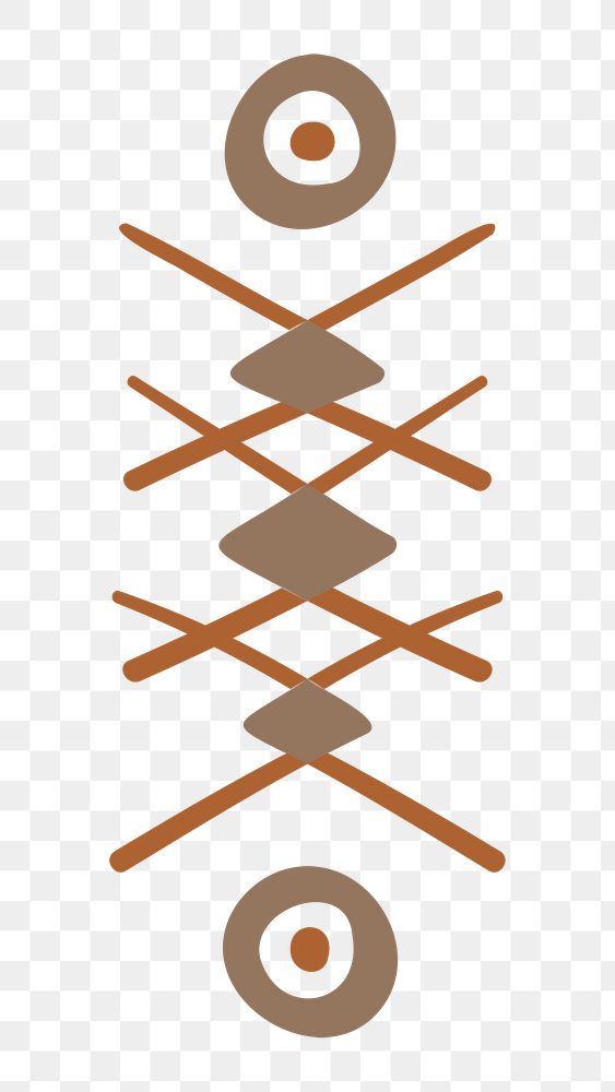 Tribal shape png, doodle sticker, brown geometric design