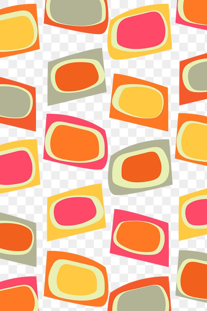 Retro pattern png transparent background, abstract 70s colorful design