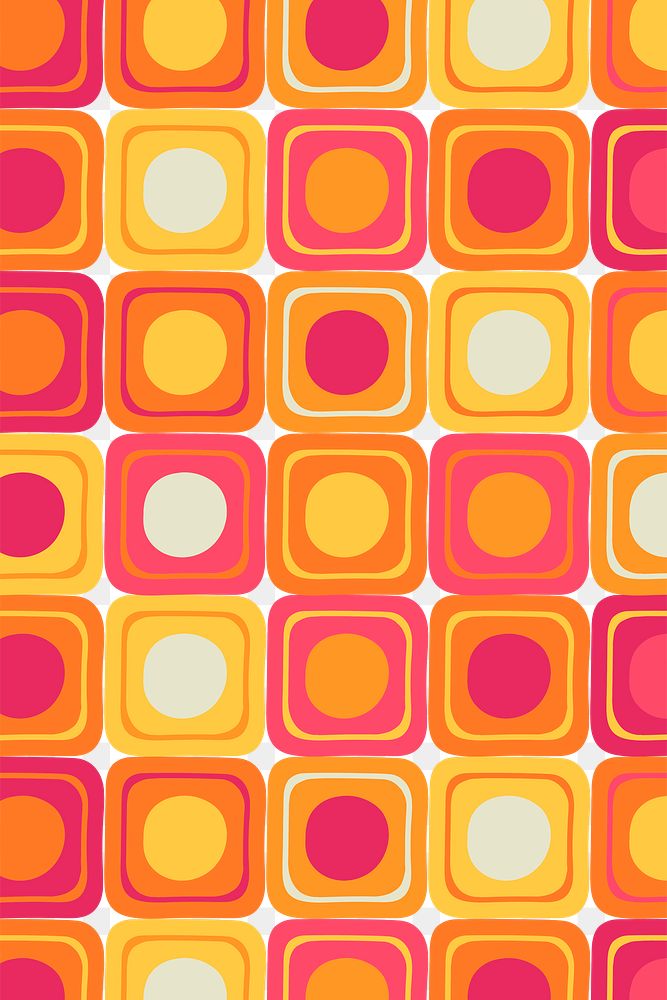 Pattern png transparent background, colorful abstract 60s retro design