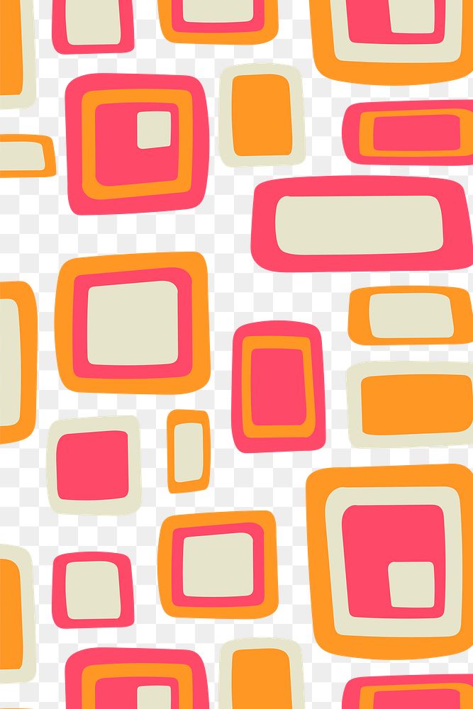Retro pattern png transparent background, abstract 60s colorful design