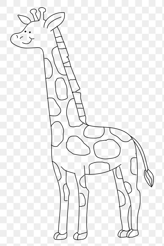Giraffe line png sticker, transparent design for children's art project