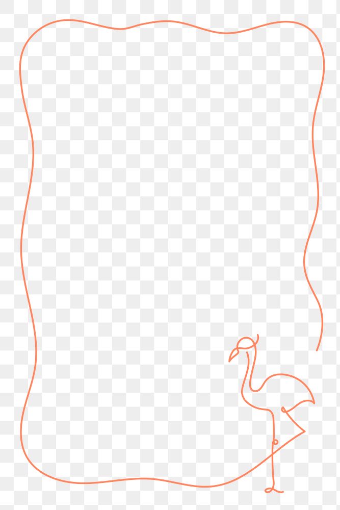 Flamingo frame png, line art animal illustration, transparent background