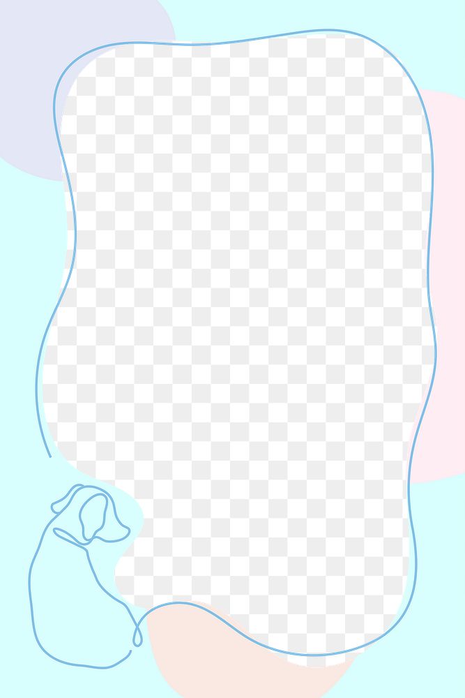 Dog frame png, memphis transparent background, line art animal illustration