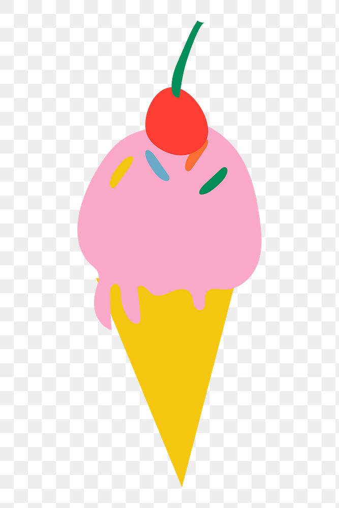 Ice-cream dessert png sticker, cute doodle illustration in retro design