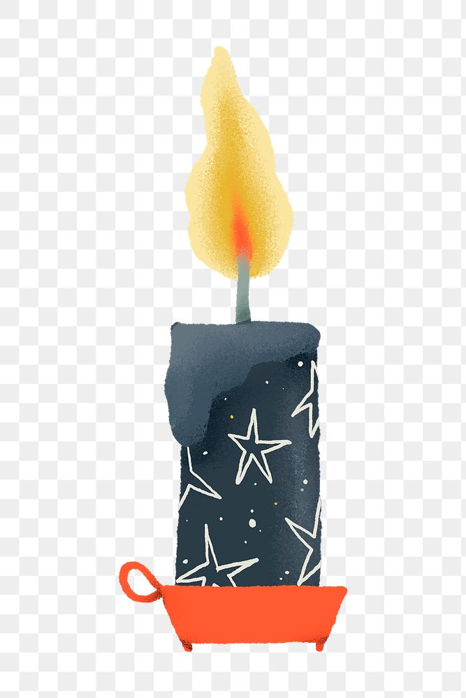 Christmas doodle png, candle sticker, cute illustration