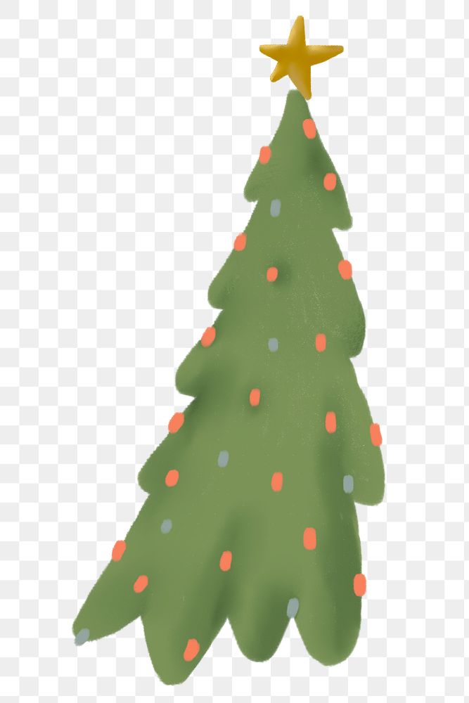 Christmas tree sticker png, cute winter holidays illustration