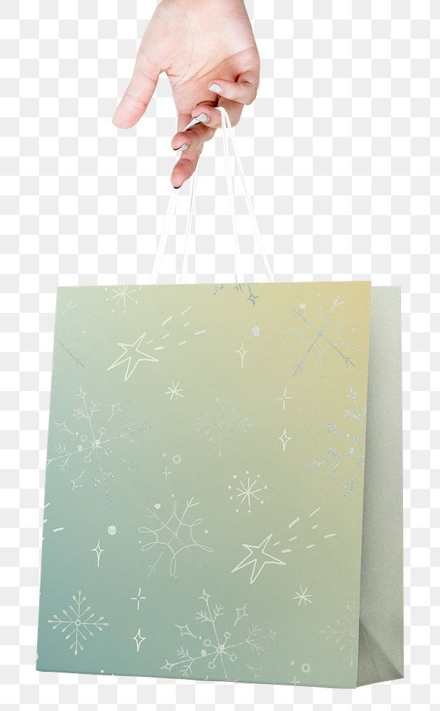 Winter shopping bag png, holiday seasons sticker