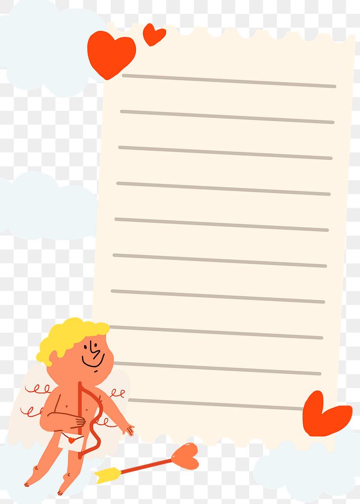 Cupid background png transparent, Valentine&rsquo;s note paper doodle