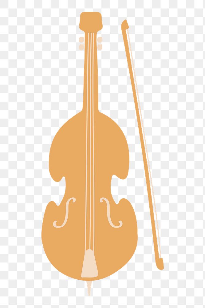 Double bass png clipart, orchestral music instrument in retro design