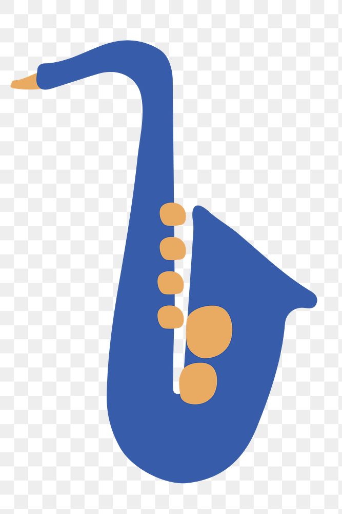 Saxophone png sticker, musical instrument in blue