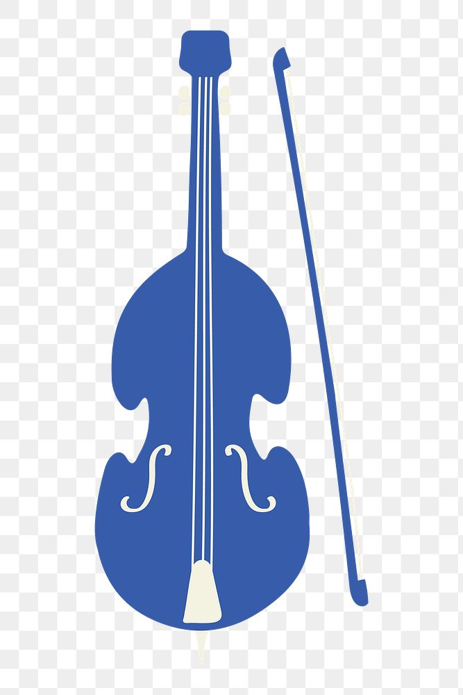 Double bass png clipart, orchestral music instrument in retro design