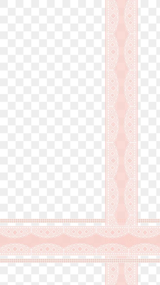 Aesthetic lace png border, vintage transparent background in nude pink