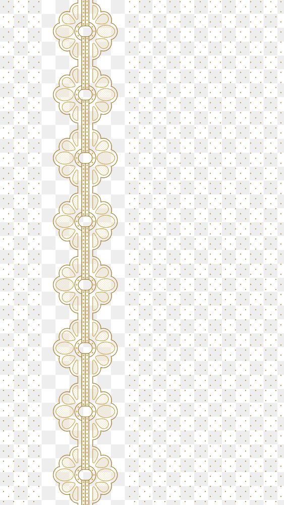 Gold lace png transparent background, floral border with polka dot pattern