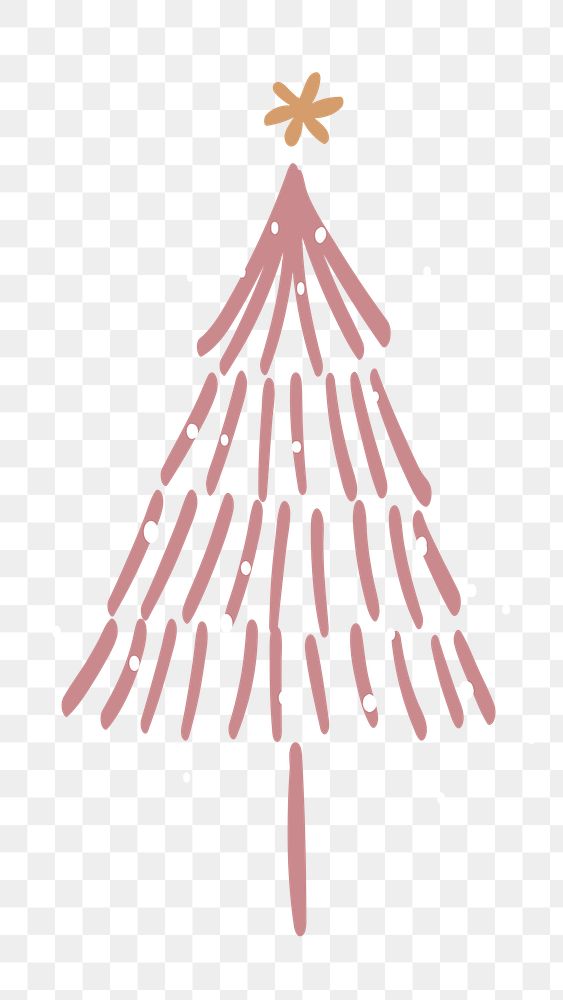 Pink Christmas tree sticker png transparent, creative doodle hand drawn, festive design