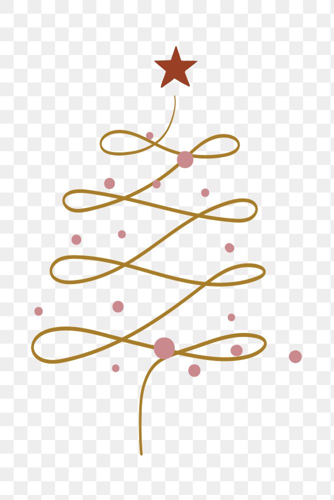 Christmas tree sticker png transparent, cute doodle clipart in gold 