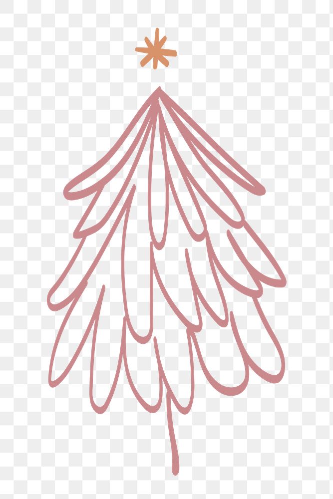 Cute Christmas tree sticker png transparent, hand drawn doodle in pink