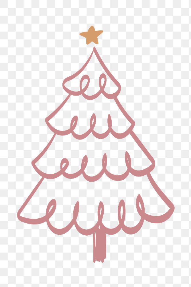 Cute Christmas tree sticker png transparent, hand drawn doodle in pink