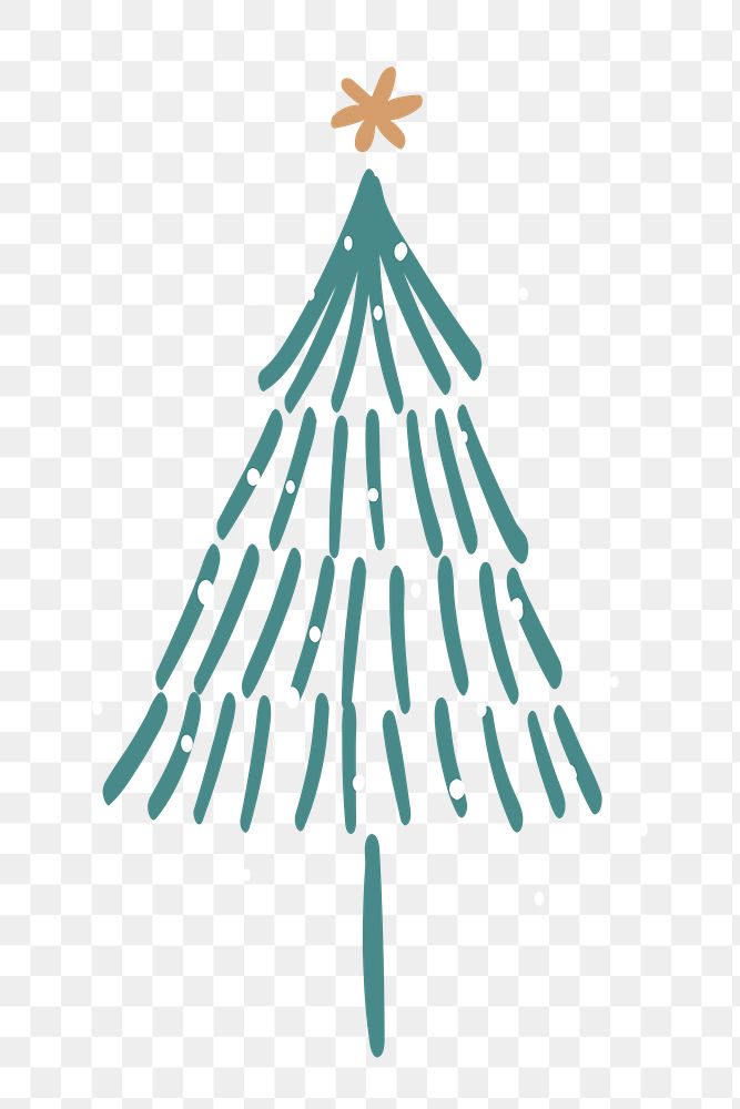 Christmas tree sticker png transparent, cute doodle clipart in green 